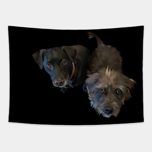 Double Black Dog's- vector art the dog Tapestry