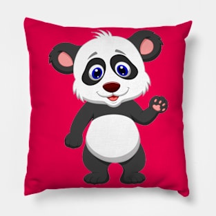 Baby panda waving hand Pillow