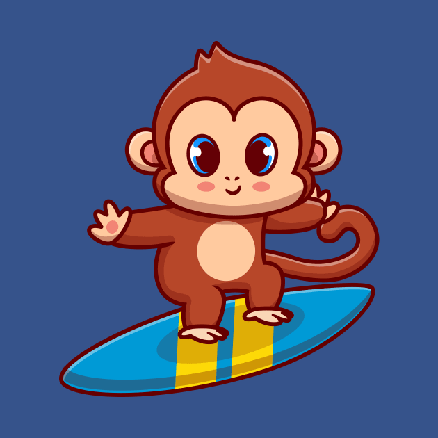 Cute Monkey Surfing Cartoon by Catalyst Labs