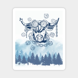 Christmas Highland Cow In The Forest Magnet