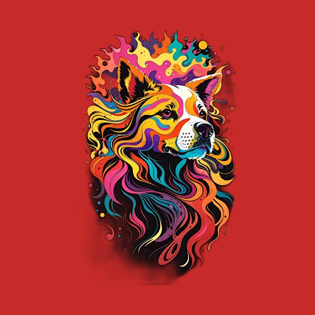 Beautiful Dog Head With Vivid Colourful Hair by François Belchior