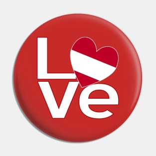 White Red Austrian LOVE Pin