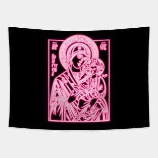 Neon Icon of Virgin Mary and Jesus Tapestry