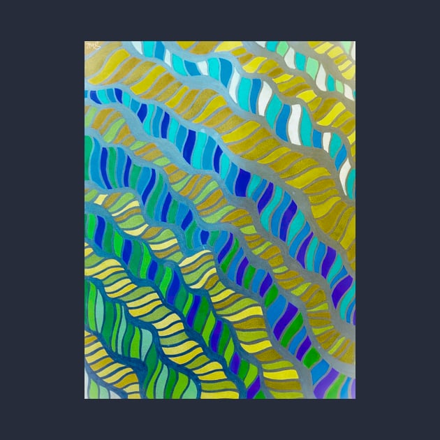 Waves of Blue, Yellow & Green by sarahkathart90