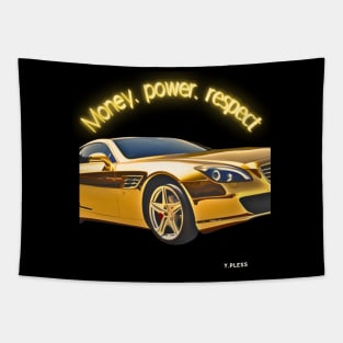 Money Power Respect Gold Car Tapestry