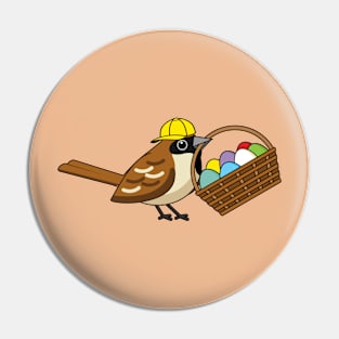 Funny Cute Bird with Colorful Eggs Basket Pin