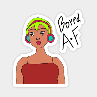 Bored A.F. Girl With Green Hair Magnet