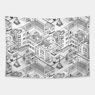 Small cozy town life Tapestry