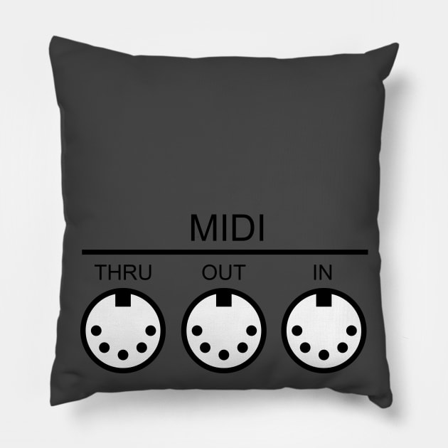 MIDI Ports (Black) Pillow by squareversesine