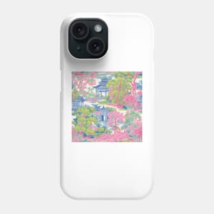 Chinoiserie garden in preppy colors Phone Case