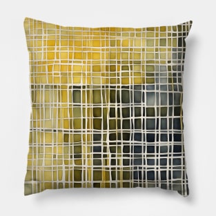 Abstract grid pattern yellow,white and gray Pillow