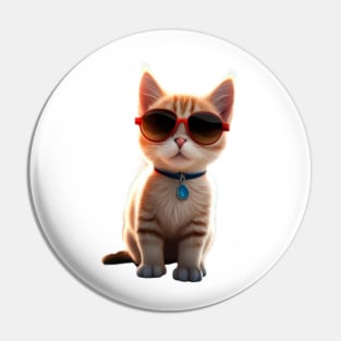 Cool Cat Cute Kitten Wearting Sunglasses Pin