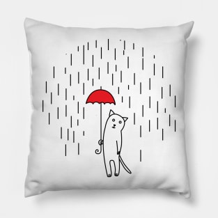 cat and rain Pillow
