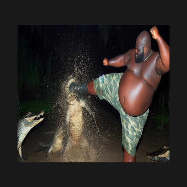 Man Kick Alligator In Swamp Shirt Tee, Gator, Crocodile, funny, viral, meme by Y2KERA