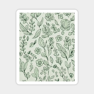 Floral Pattern Hand Drawn Sketch: Sketchy Floral Harmony Magnet