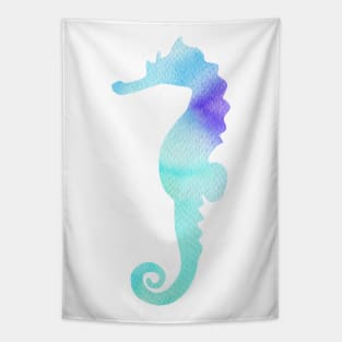 Blue seahorse silhouette Tapestry