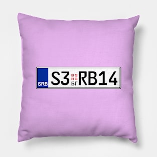 Serbia car license plate Pillow