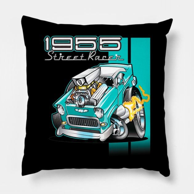 55 Chevy Hot Rod Pillow by Nifty T Shirts