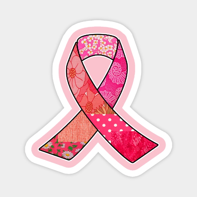 Pink Retro Breast Cancer Awareness Ribbon Magnet by artbyomega