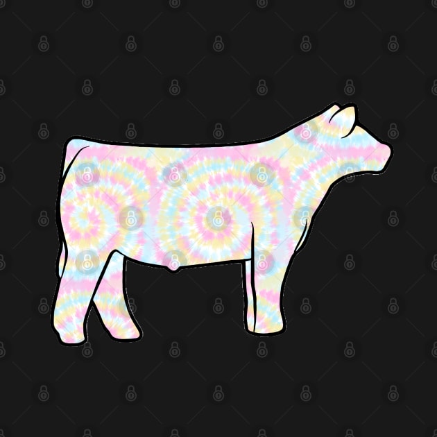 Rainbow Tie Dye Show Steer Silhouette  - NOT FOR RESALE WITHOUT PERMISSION by l-oh