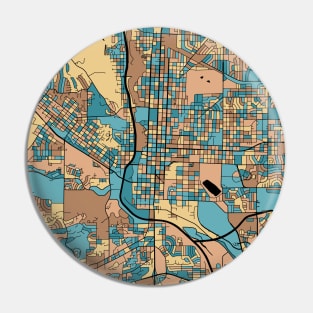 Colorado Springs Map Pattern in Mid Century Pastel Pin