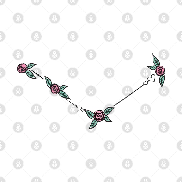 Canes Venatici (Hunting Dogs) Constellation Roses and Hearts Doodle by EndlessDoodles