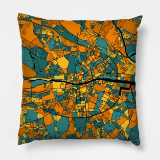 Dublin Map Pattern in Orange & Teal Pillow