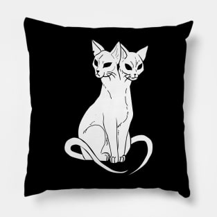 Double head cats white Pillow