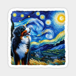 Starry Bernese Mountain Dog Portrait - Pet Portrait Magnet