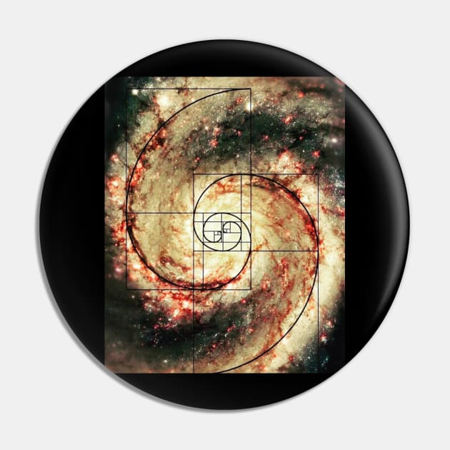 Golden Ratio - Galaxy - Fibonacci Spiral Pin by Didjeridingo