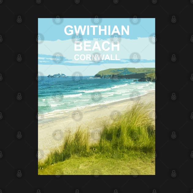 Gwithian Beach Cornwall UK Coast poster St Ives by BarbaraGlebska