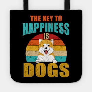 The Key to Happiness is Dogs, Funny New Dog Parent Quote Pun Tote