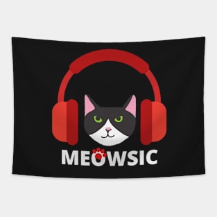 Meowsic_Tuxedo Cat Tapestry