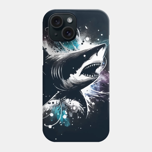 Monochromatic Shark With Colorful Splash Street art Phone Case by TomFrontierArt