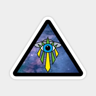 Illuminati Pyramid UFO Eye Art Deco Geometric Galaxy Starry Sky Space Magnet