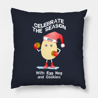 Santa Hat Egg Nog White Text Pillow