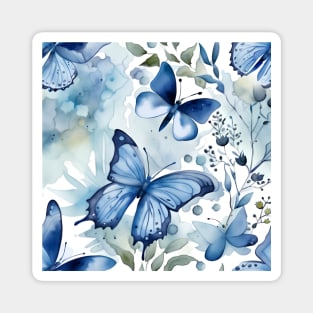 Watercolor Blue Butterflies Magnet