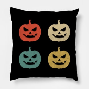 Halloween Vintage Pumpkins Scary Face Retro - Cute Pumpkin Face Horror to halloween party Pillow