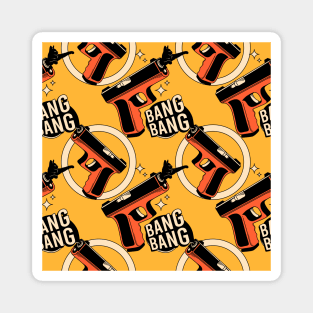 Bang Bang Black Cat Pattern in yellow Magnet