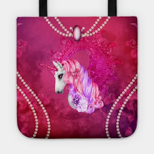 Wonderful colorful unicorn with flowers Tote