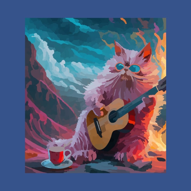 coffee drinking and guitar cat by Catbrat