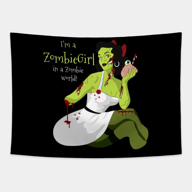 I'm a Zombie Girl Halloween costume T-Shirt Tee Gift Tapestry by creative