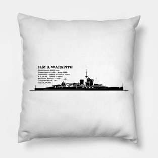 HMS Warspite British Battleship Infographic Info Diagram Pillow