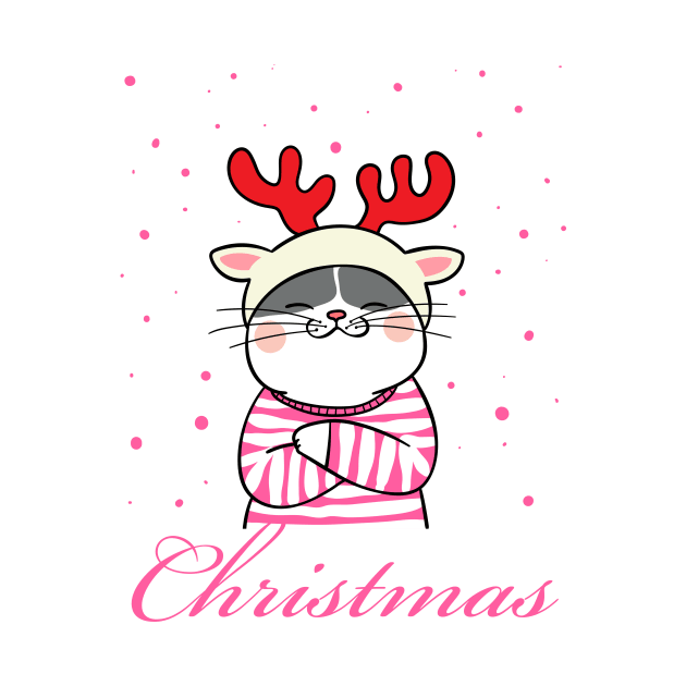 Christmas cat reindeer by Johnny_Sk3tch