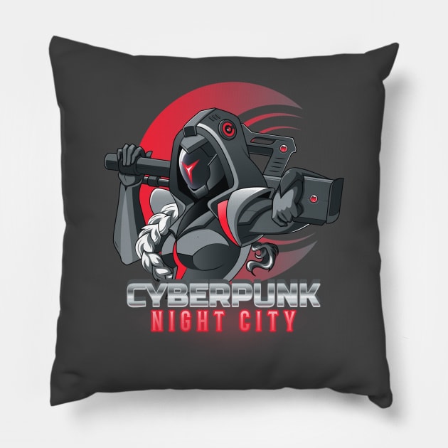 Cyber Punk Night City Assassin Pillow by Tip Top Tee's