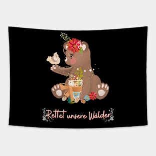 Teddy Bär Wald Retten Prinzessin Blumen Süß Tapestry