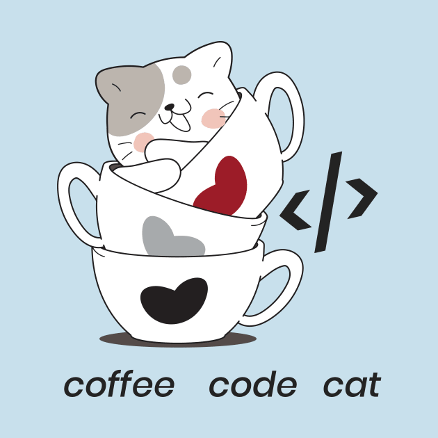 coffee code cat - meow by Meow Meow Cat