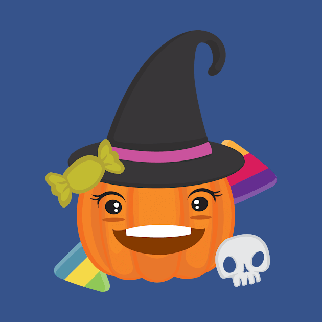 Cute Kawaii Smiling Pumpkin Face for Halloween. by Uncle Fred Design