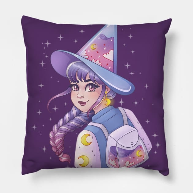 Dreamy Pastel Witch Pillow by ChristaDoodles