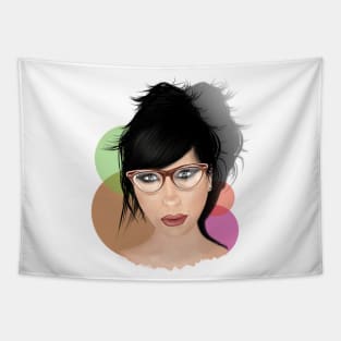 Beautiful girl with glasses Tapestry